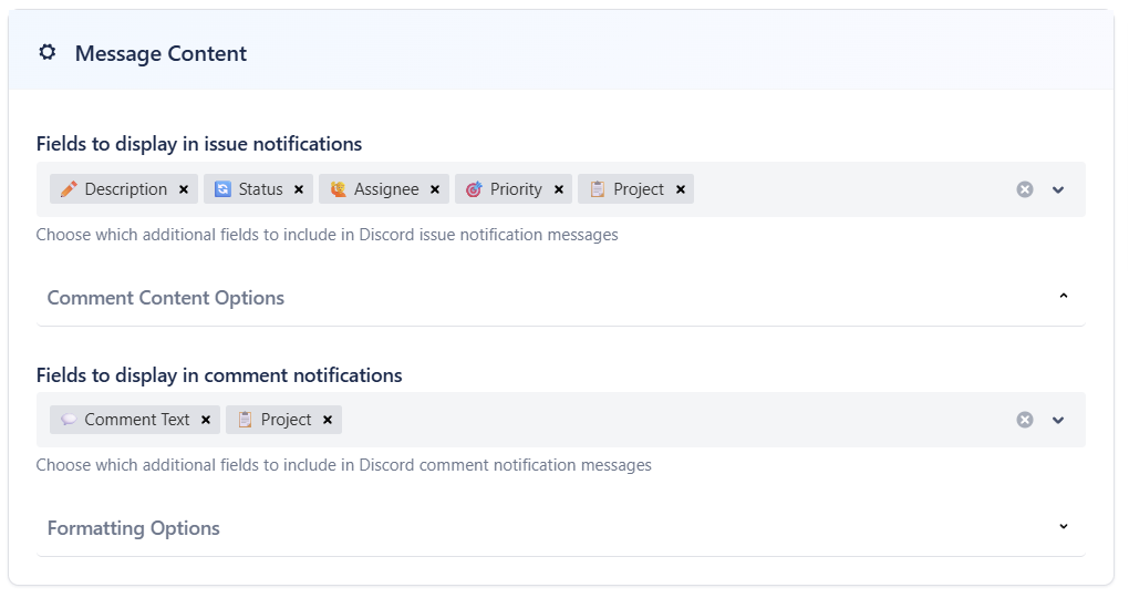 Select a few helpful fields for clear, compact messages