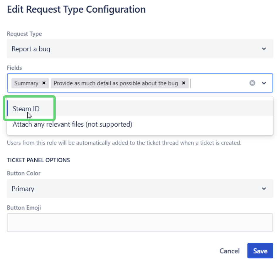 Enabling custom fields in Discord settings