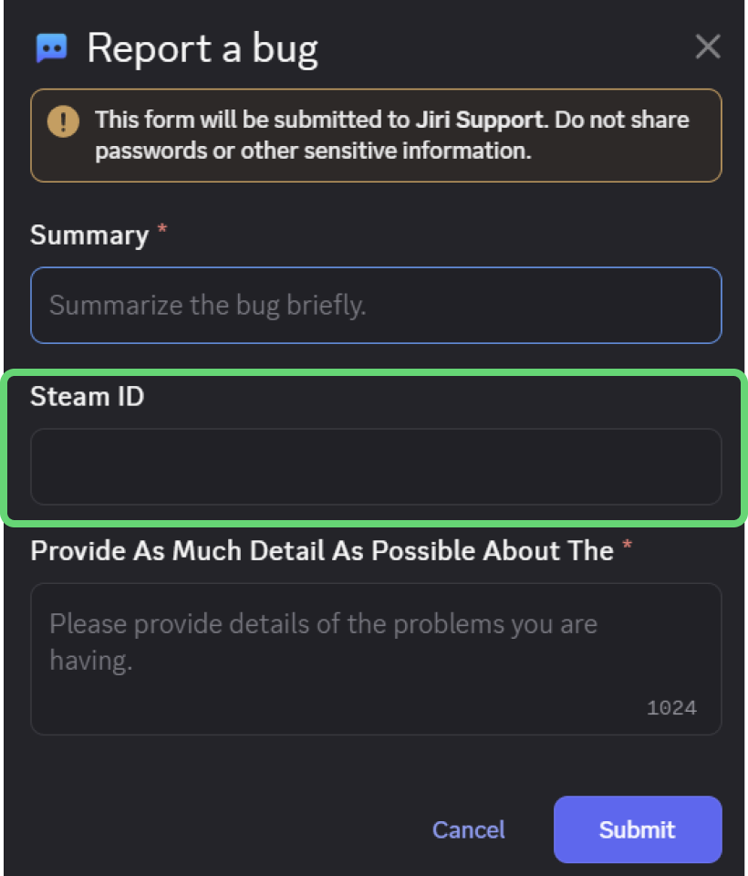 Testing custom fields in Discord ticket form