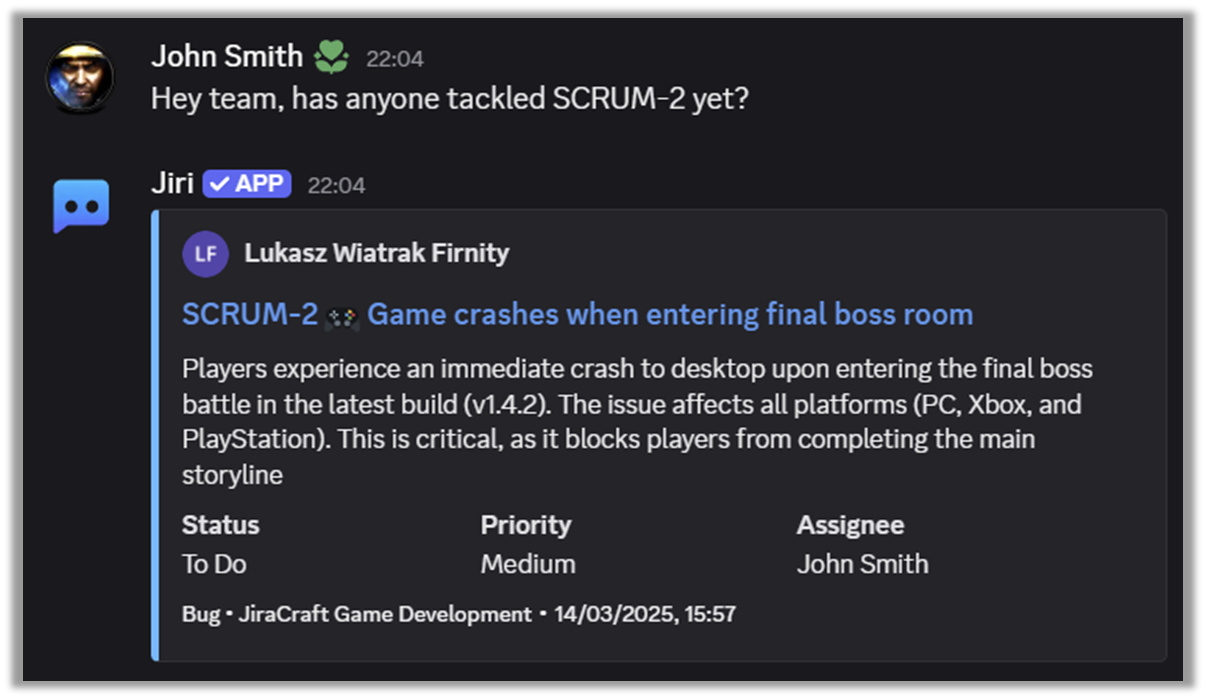 Instant issue details whenever you mention an issue key!