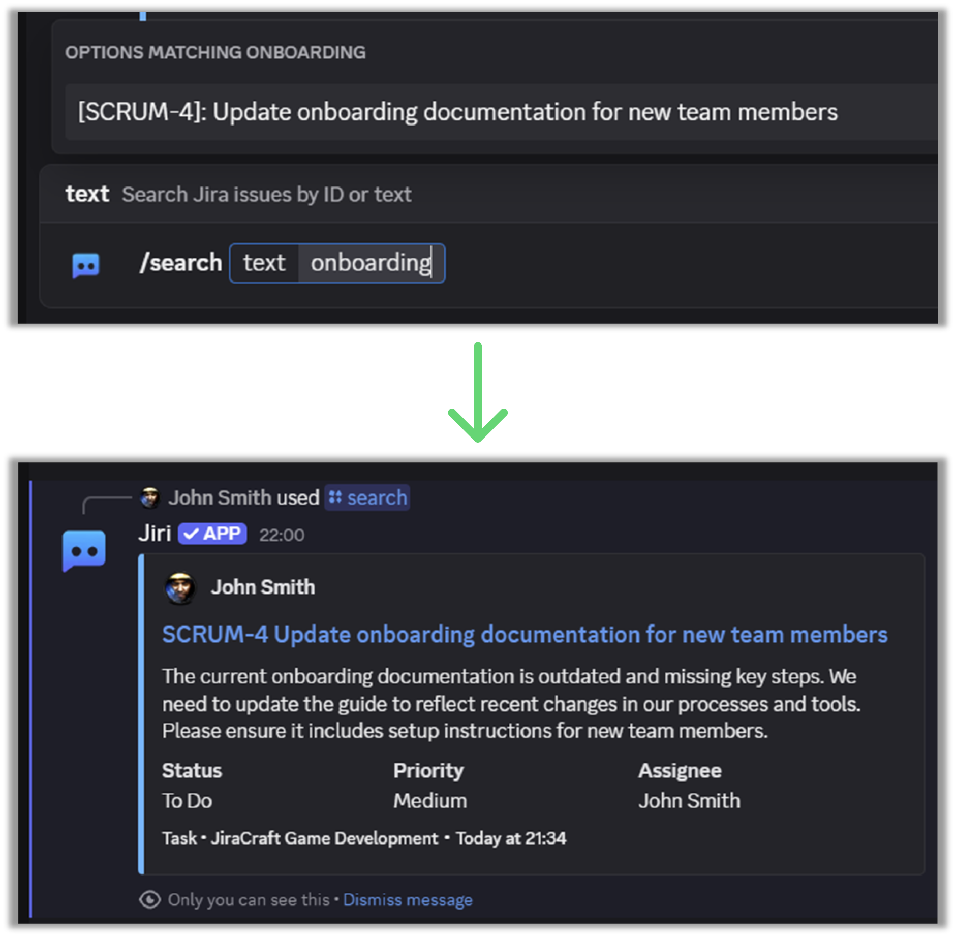 Quickly search Jira issues by key or summary