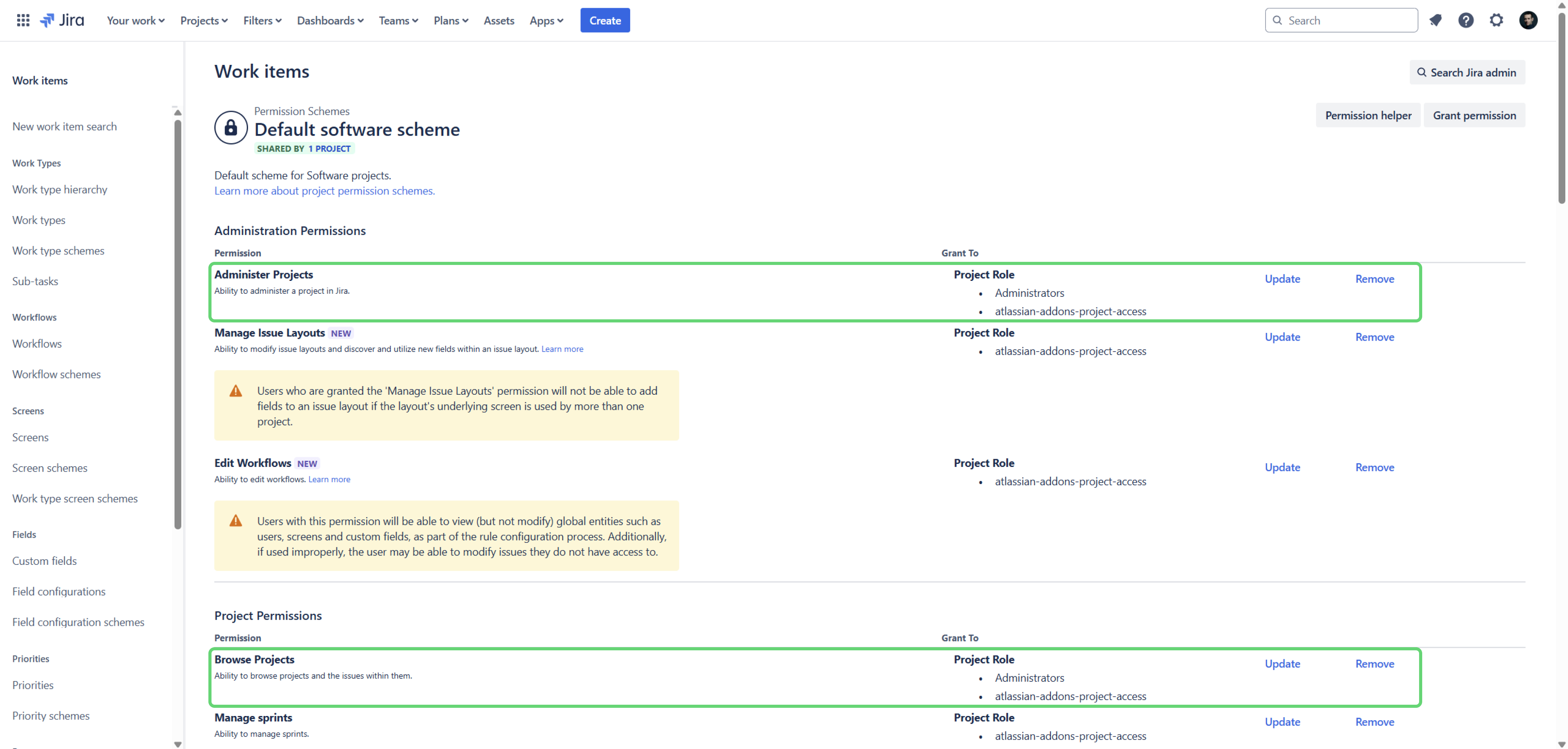 Pick Administer or Browse projects - your call.