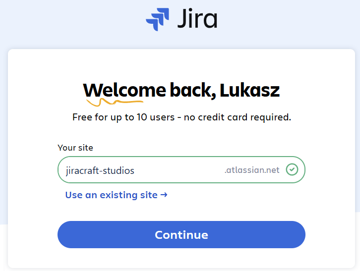 We'll use our example company, "JiraCraft Studios"