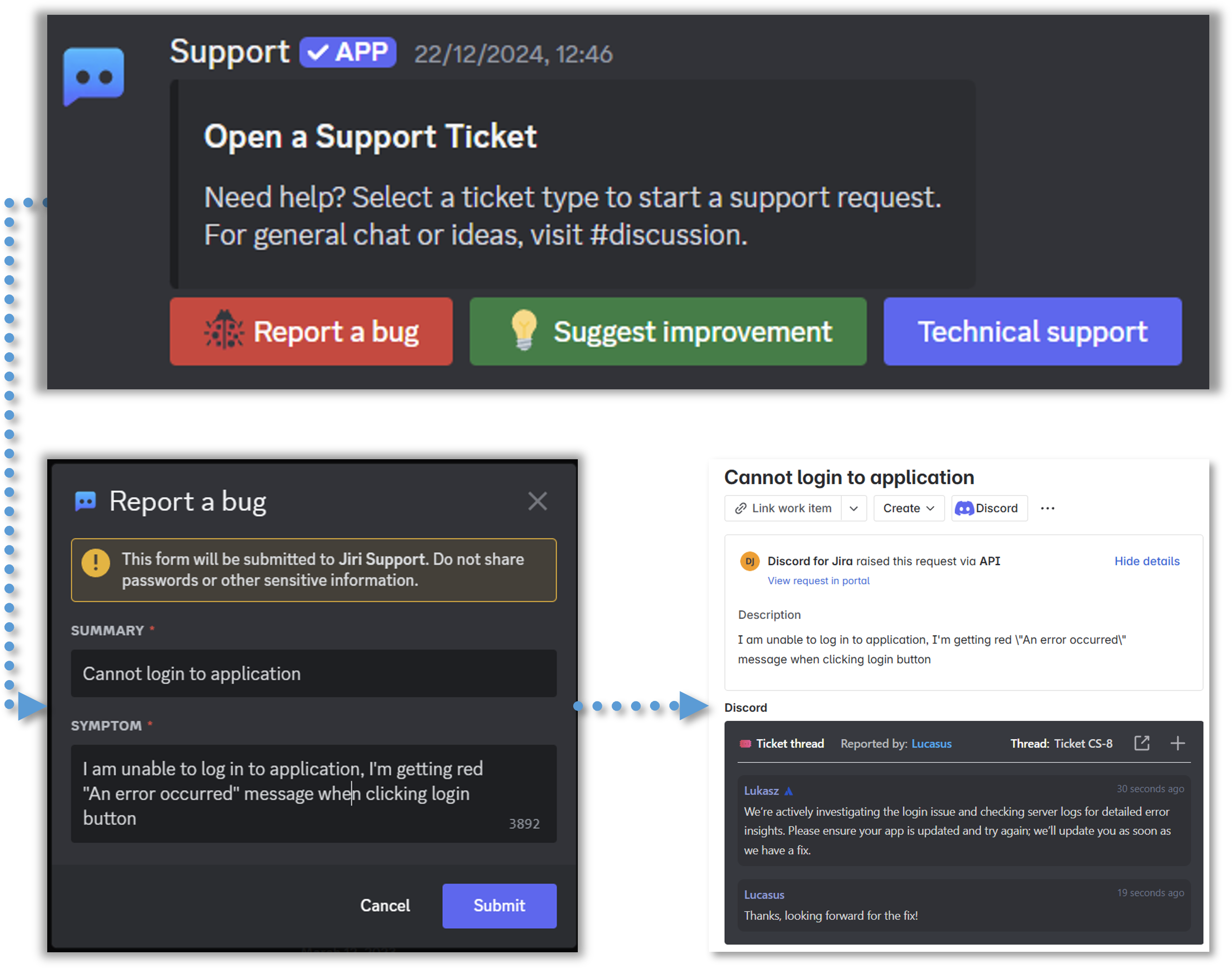 Embed easy-to-use ticket buttons in Discord