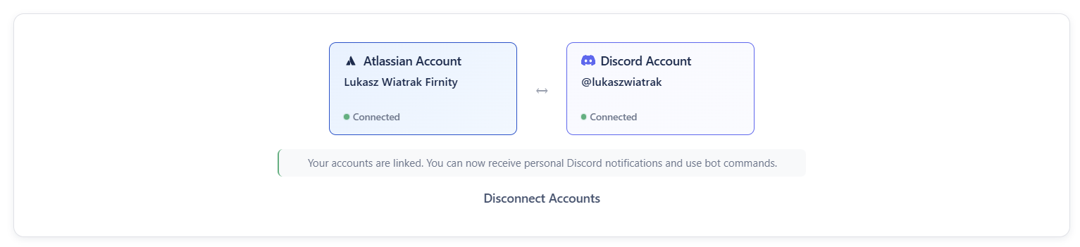 Both accounts successfully connected and ready to use